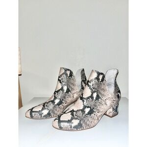 STEVE MADDEN Snakeskin Ankle Booties Cutout Chunky Heel Black Tan Women's | 8.5
